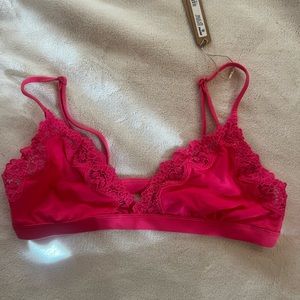 NWT SKIMS FITS EVERYBODY CORDED LACE TRIANGLE BRALETTE | NEON ROSE - NEON ROSE